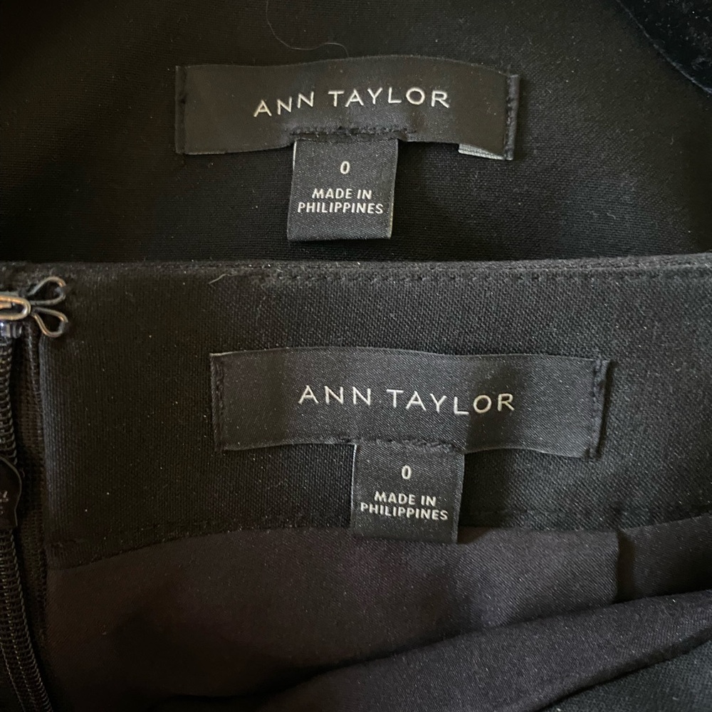 Ann Taylor Black Skirt Suit SET - Button-up Blazer and Matching Skirt - Picture 7 of 7